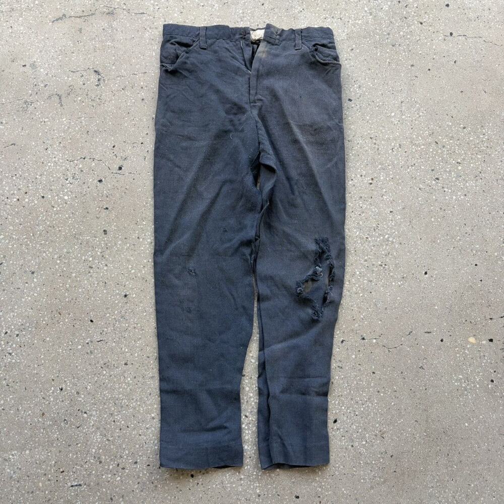 Vintage 60s Blue Rayon/Cotton/Wool Trousers 28x29
